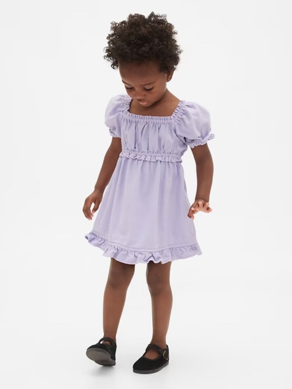 NWT GAP / babyGAP Short Sleeve Denim Ruffle Babydoll Dress Purple Sz 2T / 2 YRS